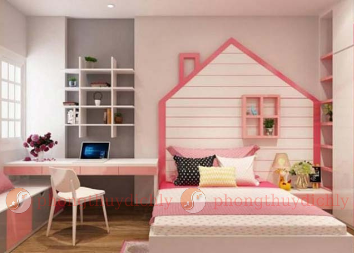 Mẵu phòng ngủ trẻ em màu hồng thường dành cho bé gái...